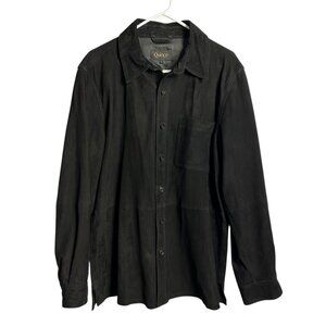 Quince 100% Suede Leather Overshirt Black Men's Size Large Outwear Top